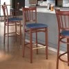 LT&S Spartan Series Lancaster Table & Seating Spartan Series Bar Height Metal Slat Back Chair With Mahogany Wood Grain Finish And Navy Vinyl Seat -BFM Seating sHOP 2455906