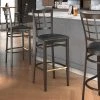 LT&S Spartan Series Lancaster Table & Seating Spartan Series Bar Height Metal Window Back Chair With Walnut Wood Grain Finish And Black Vinyl Seat -BFM Seating sHOP 2455945