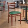 LT&S Spartan Series Lancaster Table & Seating Spartan Series Metal Ladder Back Chair With Mahogany Wood Grain Finish And Green Vinyl Seat 1 LT&S Spartan Series Lancaster Table & Seating Spartan Series Metal Ladder Back Chair With Mahogany Wood Grain Finish And Green Vinyl Seat -BFM Seating sHOP 2455963