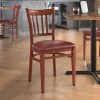 LT&S Spartan Series Lancaster Table & Seating Spartan Series Metal Slat Back Chair With Mahogany Wood Grain Finish And Burgundy Vinyl Seat -BFM Seating sHOP 2455996