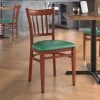 LT&S Spartan Series Lancaster Table & Seating Spartan Series Metal Slat Back Chair With Mahogany Wood Grain Finish And Green Vinyl Seat -BFM Seating sHOP 2456007