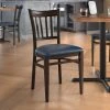 LT&S Spartan Series Lancaster Table & Seating Spartan Series Metal Slat Back Chair With Walnut Wood Grain Finish And Navy Vinyl Seat 1 LT&S Spartan Series Lancaster Table & Seating Spartan Series Metal Slat Back Chair With Walnut Wood Grain Finish And Navy Vinyl Seat -BFM Seating sHOP 2456033