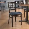 LT&S Spartan Series Lancaster Table & Seating Spartan Series Metal Window Back Chair With Walnut Wood Grain Finish And Navy Vinyl Seat -BFM Seating sHOP 2456071