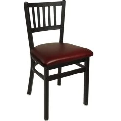 BFM Seating Troy Sand Black Steel Side Chair With 2" Burgundy Vinyl Seat