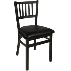 BFM Seating Troy Sand Black Steel Side Chair With 2" Black Vinyl Seat