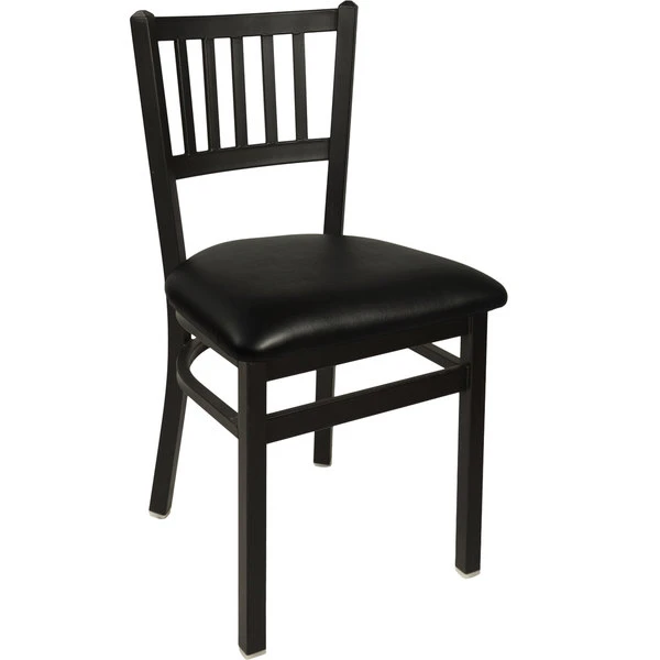 BFM Seating Troy Sand Black Steel Side Chair With 2" Black Vinyl Seat 3 BFM Seating Troy Sand Black Steel Side Chair With 2" Black Vinyl Seat