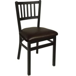 BFM Seating Troy Sand Black Steel Side Chair With 2" Dark Brown Vinyl Seat