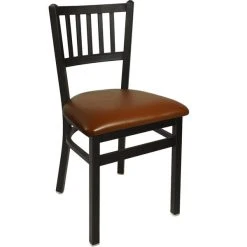 BFM Seating Troy Sand Black Steel Side Chair With 2" Light Brown Vinyl Seat