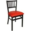 BFM Seating Troy Sand Black Steel Side Chair With 2" Red Vinyl Seat