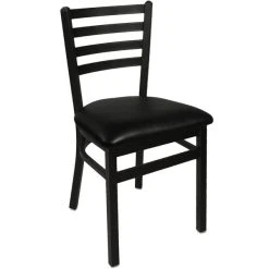 BFM Seating Lima Sand Black Steel Side Chair With 2" Black Vinyl Seat