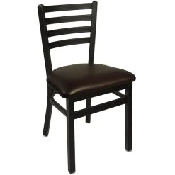 BFM Seating Lima Sand Black Steel Side Chair With 2" Dark Brown Vinyl Seat