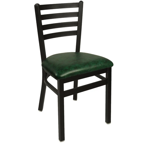 BFM Seating Lima Sand Black Steel Side Chair With 2" Green Vinyl Seat 3 BFM Seating Lima Sand Black Steel Side Chair With 2" Green Vinyl Seat