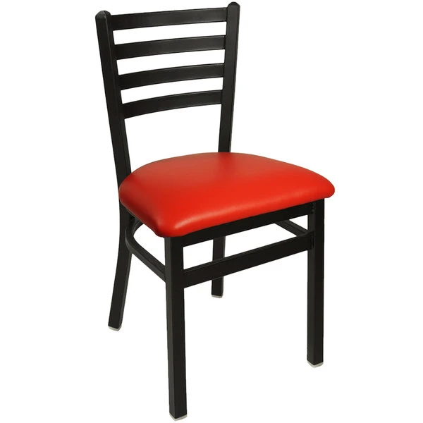 BFM Seating Lima Sand Black Steel Side Chair With 2" Red Vinyl Seat 3 BFM Seating Lima Sand Black Steel Side Chair With 2" Red Vinyl Seat