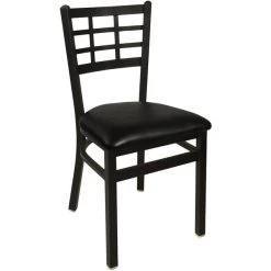 BFM Seating Marietta Sand Black Steel Side Chair With 2" Black Vinyl Seat