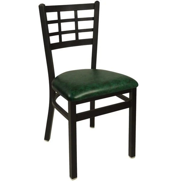 BFM Seating Marietta Sand Black Steel Side Chair With 2" Green Vinyl Seat 3 BFM Seating Marietta Sand Black Steel Side Chair With 2" Green Vinyl Seat
