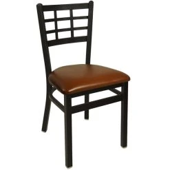 BFM Seating Marietta Sand Black Steel Side Chair With 2" Light Brown Vinyl Seat