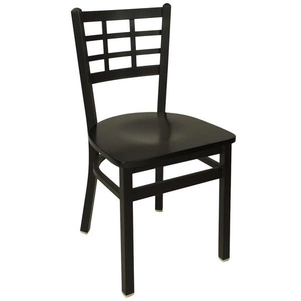 BFM Seating Marietta Sand Black Metal Side Chair With Black Wood Seat 3 BFM Seating Marietta Sand Black Metal Side Chair With Black Wood Seat
