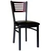 BFM Seating Espy Sand Black Metal Side Chair With Mahogany Wooden Back And 2" Black Vinyl Seat