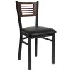 BFM Seating Espy Sand Black Metal Side Chair With Walnut Wooden Back And 2" Black Vinyl Seat -BFM Seating sHOP 795904