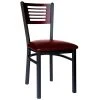 BFM Seating Espy Sand Black Metal Side Chair With Mahogany Wooden Back And 2" Burgundy Vinyl Seat