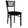BFM Seating Espy Sand Black Metal Side Chair With Mahogany Wooden Back And 2" Dark Brown Vinyl Seat