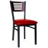 BFM Seating Espy Sand Black Metal Side Chair With Mahogany Wooden Back And 2" Red Vinyl Seat