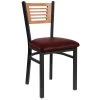 BFM Seating Espy Sand Black Metal Side Chair With Cherry Wooden Back And 2" Burgundy Vinyl Seat -BFM Seating sHOP 796161
