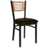BFM Seating Espy Sand Black Metal Side Chair With Cherry Wooden Back And 2" Dark Brown Vinyl Seat -BFM Seating sHOP 796174