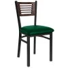 BFM Seating Espy Sand Black Metal Side Chair With Walnut Wooden Back And 2" Green Vinyl Seat