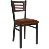 BFM Seating Espy Sand Black Metal Side Chair With Walnut Wooden Back And 2" Light Brown Vinyl Seat
