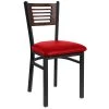BFM Seating Espy Sand Black Metal Side Chair With Walnut Wooden Back And 2" Red Vinyl Seat