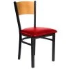 BFM Seating Dale Sand Black Metal Side Chair With Natural Finish Wooden Back And 2" Red Vinyl Seat -BFM Seating sHOP 798293