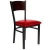 BFM Seating Dale Sand Black Metal Side Chair With Walnut Finish Wooden Back And 2" Red Vinyl Seat -BFM Seating sHOP 798297