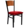 BFM Seating Dale Sand Black Metal Side Chair With Cherry Finish Wooden Back And 2" Red Vinyl Seat -BFM Seating sHOP 798632