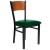 BFM Seating Dale Sand Black Metal Side Chair With Cherry Finish Wooden Back And 2" Green Vinyl Seat -BFM Seating sHOP 798654