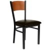 BFM Seating Dale Sand Black Metal Side Chair With Cherry Finish Wooden Back And 2" Dark Brown Vinyl Seat 2 BFM Seating Dale Sand Black Metal Side Chair With Cherry Finish Wooden Back And 2" Dark Brown Vinyl Seat -BFM Seating sHOP 798656