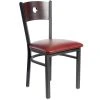 BFM Seating Darby Sand Black Metal Side Chair With Mahogany Wooden Back And 2" Burgundy Vinyl Seat