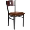 BFM Seating Darby Sand Black Metal Side Chair With Mahogany Wooden Back And 2" Light Brown Vinyl Seat -BFM Seating sHOP 800118