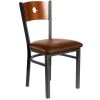 BFM Seating Darby Sand Black Metal Side Chair With Cherry Wooden Back And 2" Light Brown Vinyl Seat -BFM Seating sHOP 800184